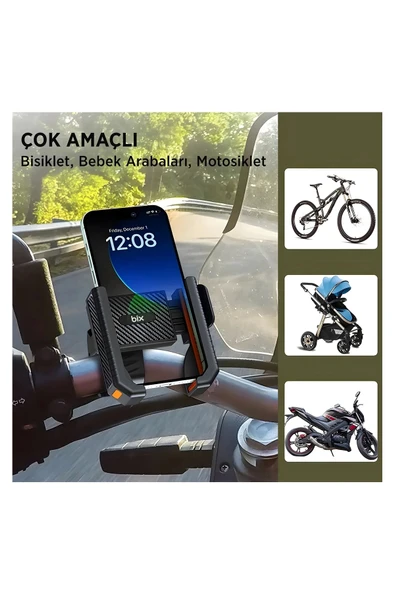 Gidon Bağlantılı Bisiklet Motosiklet İçin Esnek Abs 4-7.8″ İnç Telefon Tutucu 360° Dönebilen Tasarım - 5