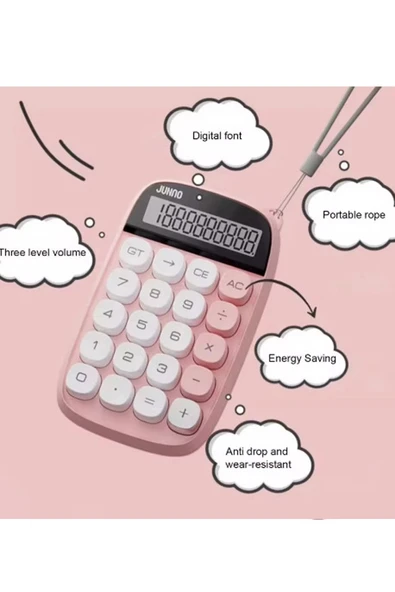 Sevimli Kare Tuşlu 10 Haneli Ldc Ekran Hesap Makinası Sarı - 3