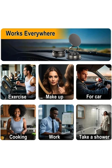 Metalik Magsafe Telefon Tutucu Tüm Yüzeylerle Uyumlu Vakumlu 360 Dönen Oynar Başlık - 4