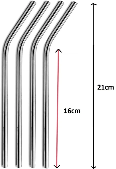 Çelik Pipet Paslanmaz Çelik Metal Meşrubat Pipeti Ve Pipet Temizleme Fırçası Seti 5 Parça - 2