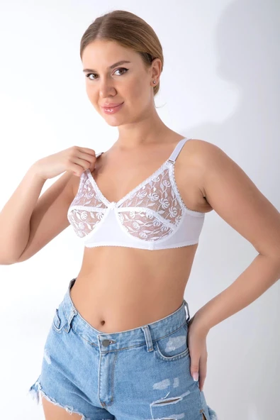 Beyaz Dantelli Toparlayıcı Sütyen - 506 - 2