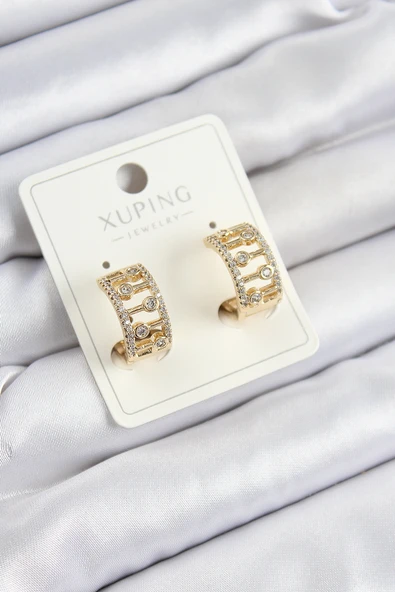 Xuping Zirkon Taşlı Çit Halka Model Gold Renk Kadın Küpe - TJ-BKP10856