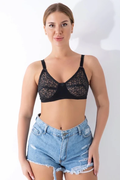 Siyah Dantelli Toparlayıcı Sütyen - 506 - 2