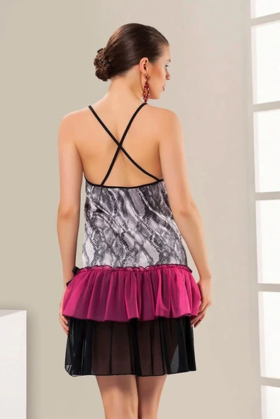 Renkli Dantel Gecelik - 616 - 2