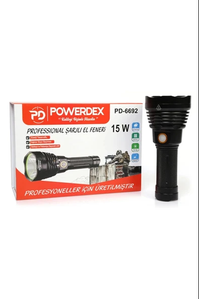 Pd-6692 15 Watt 1000 Lümen Profesyonel Şarjlı El Feneri - 2
