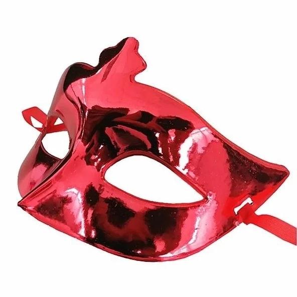Kırmızı Renk Kostüm Partisi Ekstra Parlak Balo Maskesi 15x10 Cm - 2