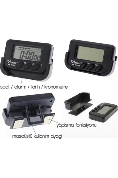 Dijital Mini Masa Araba Saati Kronometre - 2
