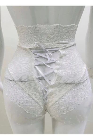 Ekru Dantelli Yüksek Bel Külot Venüs-k1012 - 5