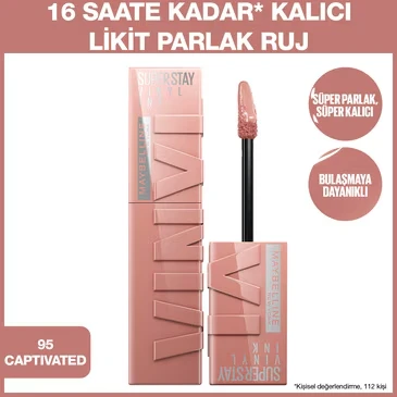 Maybelline New York, Super Stay Vinyl Ink, Likit Parlak Ruj - 95 Captivated