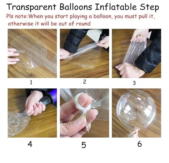 Kırmızı Simli Yuvarlak Şeffaf Balon 24 İnç - 3