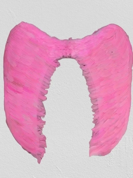 Mega Boy Pembe Renk Tüylü Melek Kanadı 100x85 Cm - 3