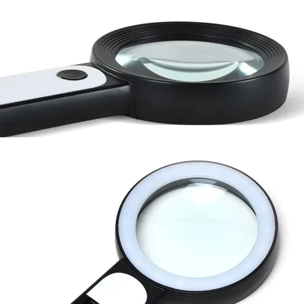 30x 12ışıklı Büyüteç Taşınabilir Çıft Katmanlı Optik Cam Okuma Büyüteç 229018 - 6