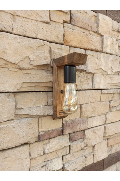 avizemguzel Kule Ahşap Rustik Modern Duvar Aplik