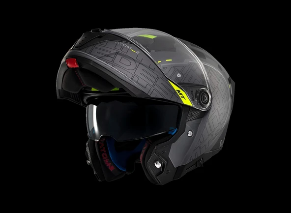 KASK MT ATOM 2 DESTINY C2 ÇENE AÇILIR MAT FÜME/SİYAH - 3