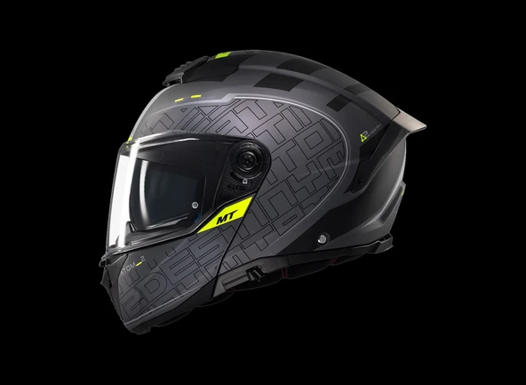 KASK MT ATOM 2 DESTINY C2 ÇENE AÇILIR MAT FÜME/SİYAH - 1