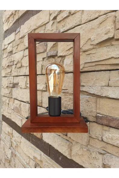 avizemguzel Taksim Ahşap Rustik Modern Masa Lambası Abajur - 2