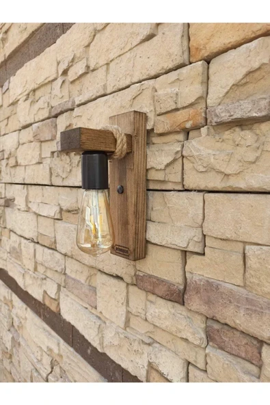 avizemguzel Mina Ahşap Halatlı Rustik Modern Duvar Aplik