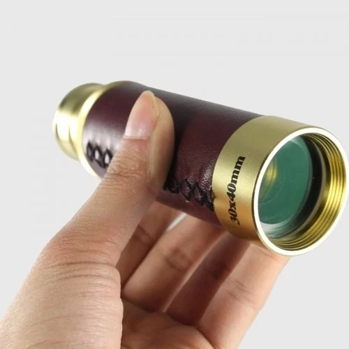 30x40 Panda Büyük Mercekli Pirinç Gövdeli Deri Çantalı Denizcilik Korsan Dürbün - 2