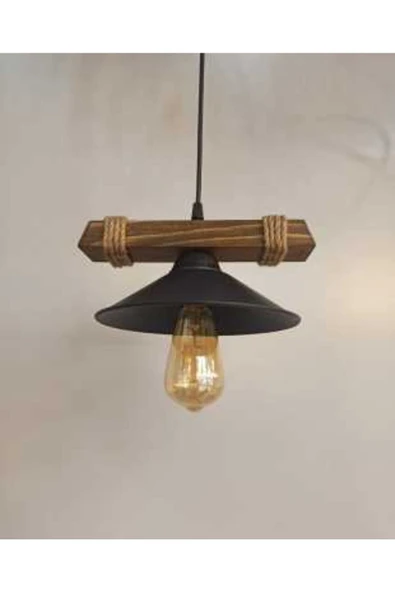 avizemguzel Avızem Güzel Nova Ahşap Rustik Modern Halatlı Tekli Sarkıt Avize - 3