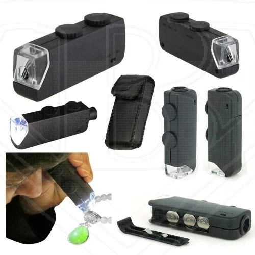 Mini 60x 100x Zoom Lens Odak Takı Led Cep Mikroskop Büyüteç - 2