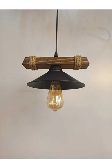 avizemguzel Avızem Güzel Nova Ahşap Rustik Modern Halatlı Tekli Sarkıt Avize - 5