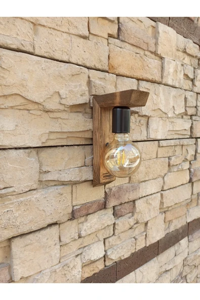 avizemguzel Kule Ahşap Rustik Modern Duvar Aplik - 2