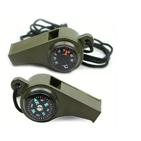 Pusulalı Termometreli Acil Durum Düdüğü ( 3 İn 1) - 3