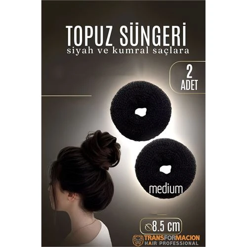 SİYAH Mini Saç Topuz Süngeri  2 ADET 8.5 CM Çap 3.5 cm Kalınlık