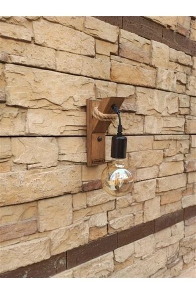 Aytaç Avizem Güzel Mono Halatlı Ahşap Rustik Modern Duvar Aplik - 2