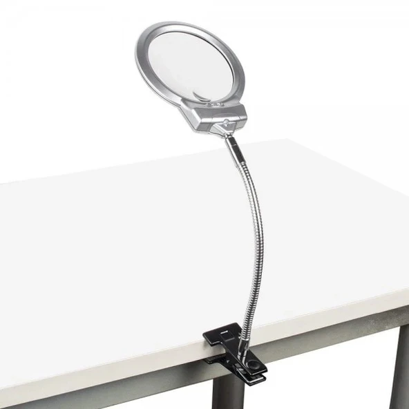 2.5x130 Mm 5x24 Mm Led Aydınlatmalı Büyüteç,masa Üstü Metal Hortum Mandallımg15124c - 7