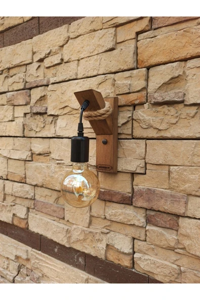 Aytaç Avizem Güzel Mono Halatlı Ahşap Rustik Modern Duvar Aplik
