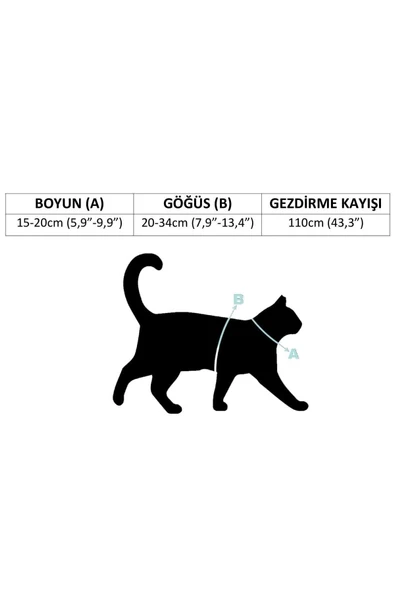 collars and paws Kedi Göğüs Tasması Ve Gezdirme Seti - Resim 2