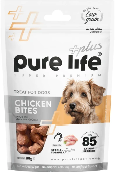 PureLife Plus Tavuk Etli, Lokmalık Köpek Ödül Maması 80gr