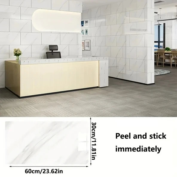 Beyaz Mermer Desenli Alüminyum Plastik Duvar Sticker - 7