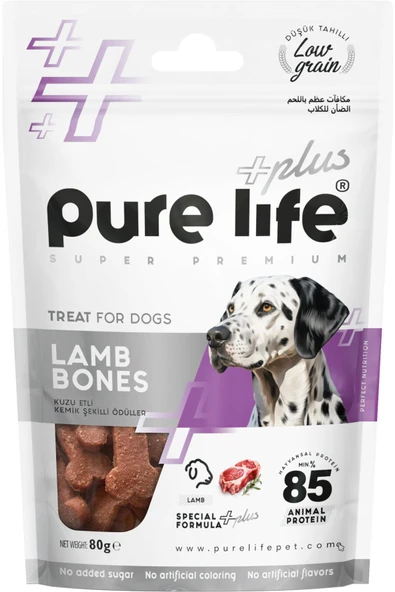 PureLife Plus Kuzu Etli, Kemik Şekilli Köpek Ödül Maması 80gr