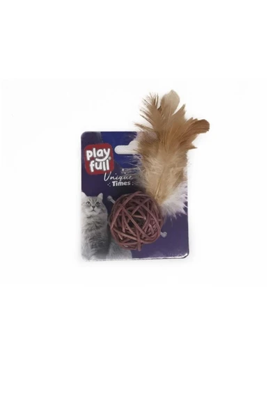 PLAYFULL Pf-4065 Tüylü Zilli Top Şeklinde Kedi Oyuncağı 20 Cm ürün görseli 1