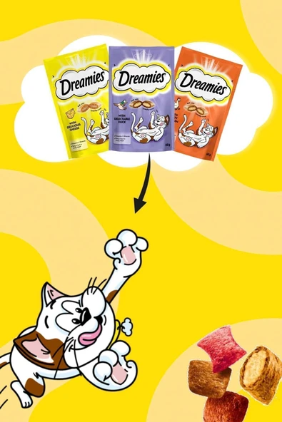 Dreamies İçi Dolgulu Ördekli Kıtır Kedi Ödülü 60 gr - Resim 3