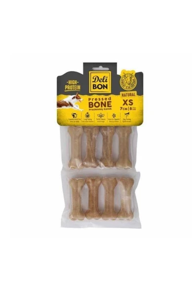 Delibon Deri Pres Kemik Köpek Ödülü Naturel 7 Cm (8'Lİ) ürün görseli 1
