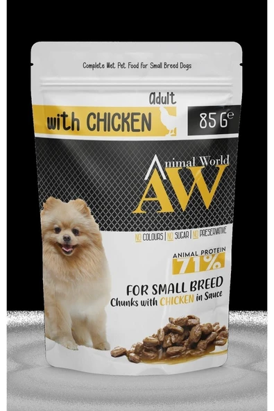 Pro performans Animal World Küçük Irk Soslu Tavuk Etli Köpek Konservesi 85 Gr * 24 Adet