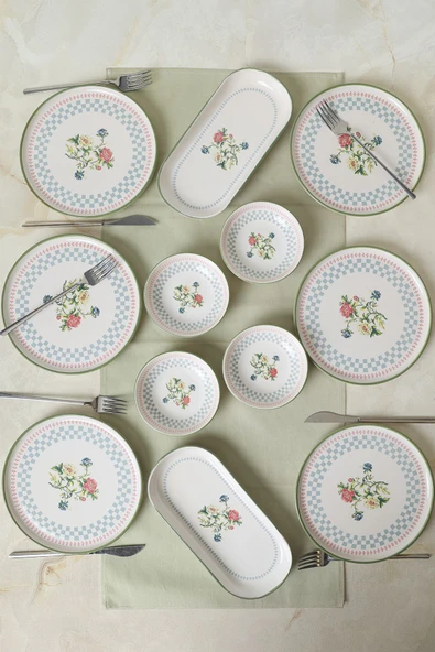 Keramika Rose Line Kahvaltı Takımı 12 Parça 6 Kişilik 22911-13