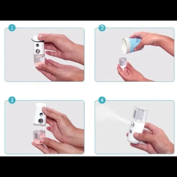 Şarjlı Mini Yüz Nemlendirici Dezenfektan Cihazı Mist Sprayer - 4
