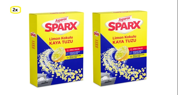Asperox Sparx Bulaşık Makinesi Limon Kokulu Kaya Tuzu 1.5 kg x 2 Adet
