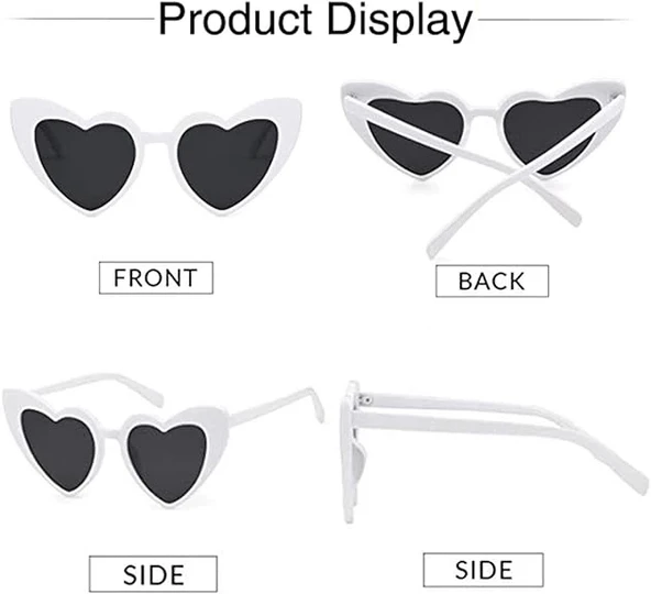 Beyaz Renk Kalp Gelin Düğün Gözlüğü 15x5 Cm - 3