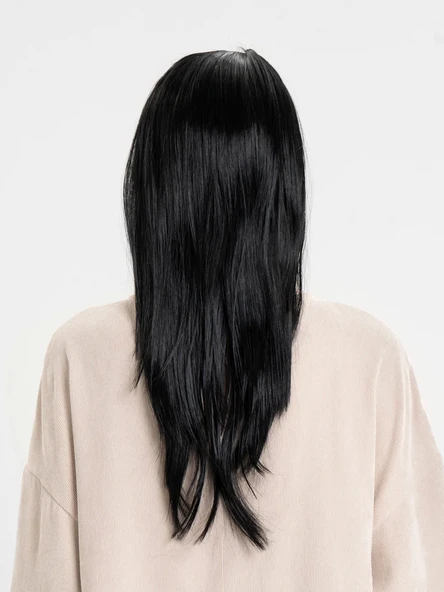 Siyah Renk Uzun Parti Peruğu - Resim 2