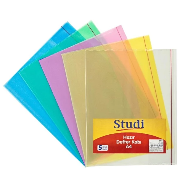 Studi A4 Hazır Defter Kabı Şeffaf 5 Renk (1618927) ürün görseli