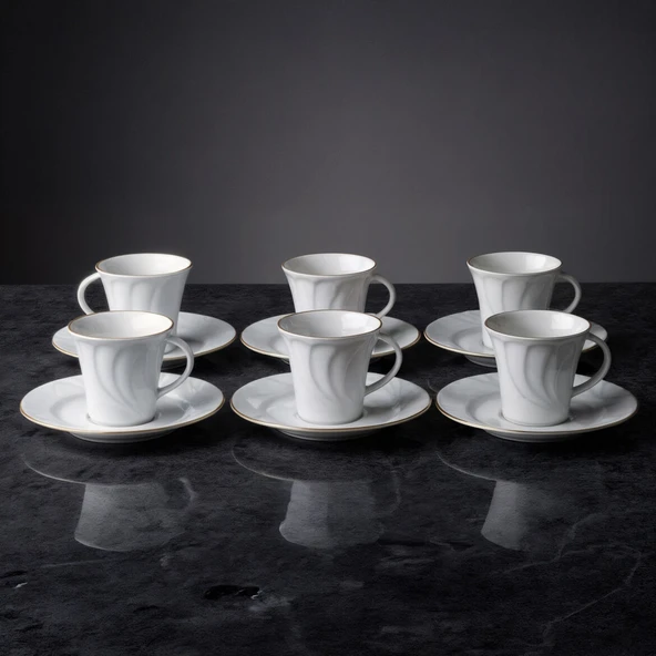 GÜRAL PORSELEN Soprano 12 Parça 6 Kişilik Türk Kahvesi Takımı - 23 - Resim 5