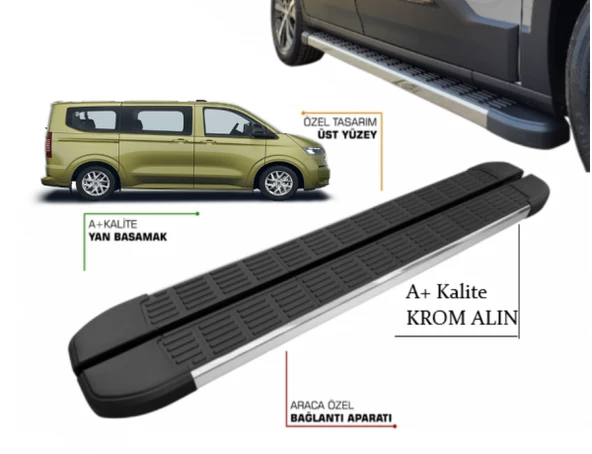 TRANSPORTER T7 KOMBİ KISA ŞASE YAN BASAMAK 2025 2026 2027 KROM ürün görseli 1