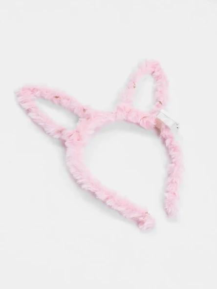 Led Işıklı Peluş Pofuduk Tavşan Kulak Tavşan Taç Pembe 17x23 Cm - 5