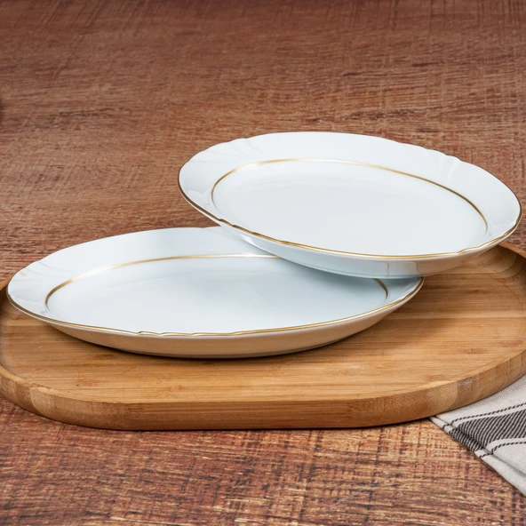 GÜRAL PORSELEN Soprano 2 Adet 25 Cm Gold Kayık Tabak