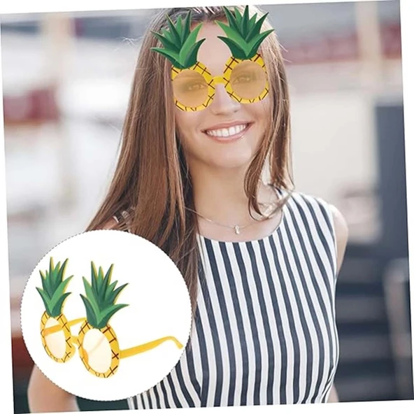 Tropikal Hawaii Ananas Şekilli Parti Gözlüğü 9.5 X 14 Cm - 3